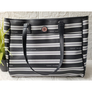 CARTERA/TOTE GRIS/NEGRO - TOMMY HILFIGER