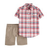 COJUNTO 2 PIEZAS | 2-PIECE PLAID BUTTON-FRONT SHIRT & SHORT SET TALLA 24M - CARTER'S