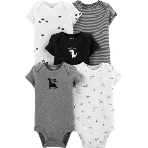SET 5 PIEZAS | PACK DINOSAUR ORIGINAL BODYSUITS TALLA NB - CARTER'S