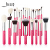 SET DE 25 BROCHAS PARA OJOS Y ROSTRO ROSA CARMIN/PLATEADO - JESSUP
